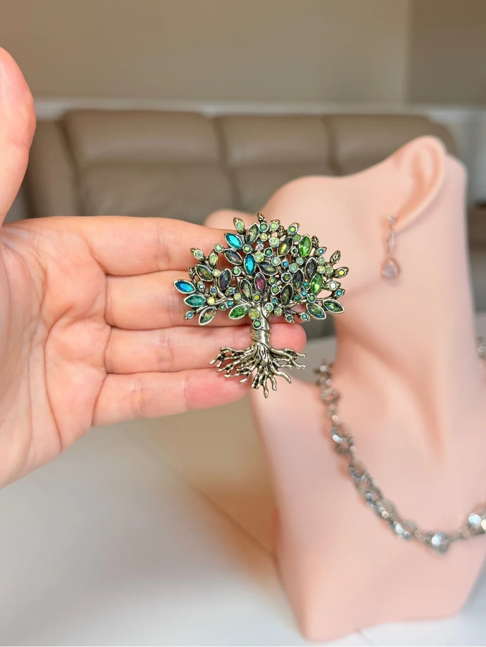 Vintage Style Tree of Life Brooch Pin